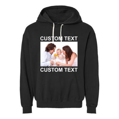Upload Personalize Design or Photo Custom Text Garment-Dyed Fleece Hoodie