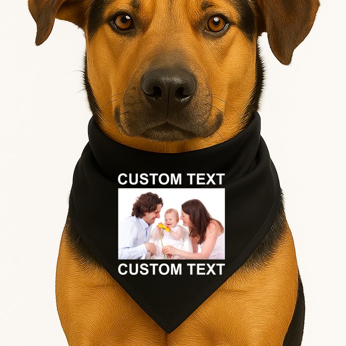 Upload Personalize Design or Photo Custom Text USA-Made Doggie Bandana