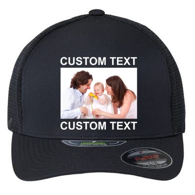 Upload Personalize Design or Photo Custom Text Flexfit Unipanel Trucker Cap