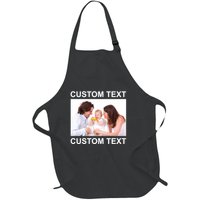 Upload Personalize Design or Photo Custom Text Full-Length Apron With Pockets