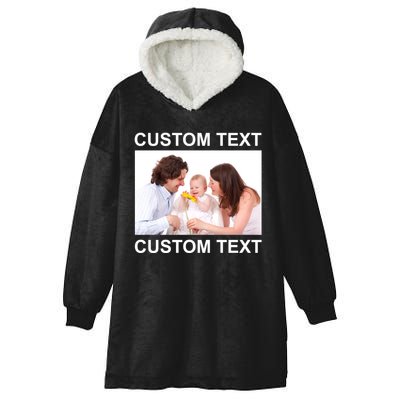 Upload Personalize Design or Photo Custom Text Hooded Wearable Blanket