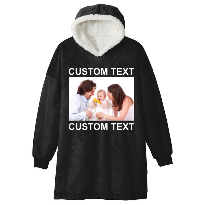 Upload Personalize Design or Photo Custom Text Hooded Wearable Blanket