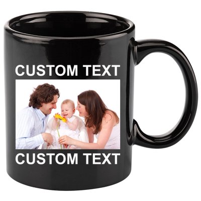 Upload Personalize Design or Photo Custom Text 11oz C Handle Ceramic Mug