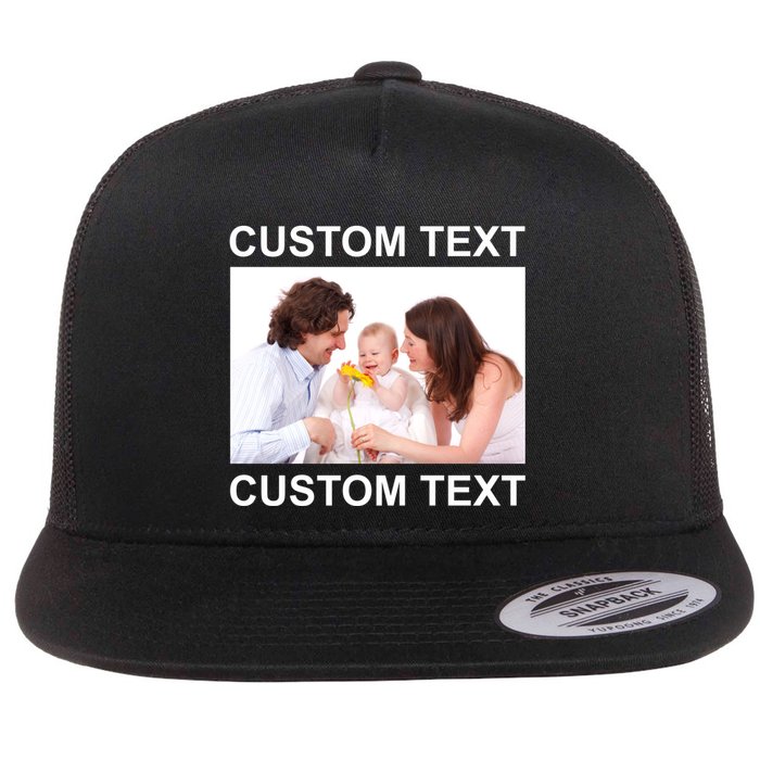 Upload Personalize Design or Photo Custom Text Flatbill Hat