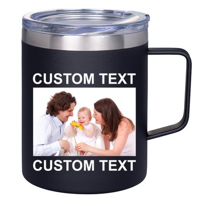 Upload Personalize Design or Photo Custom Text 12oz Stainless Steel Coffee Mug