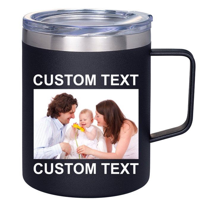 Upload Personalize Design or Photo Custom Text 12oz Stainless Steel Coffee Mug