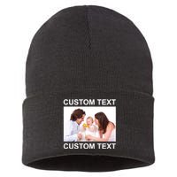 Upload Personalize Design or Photo Custom Text Sustainable Knit Beanie