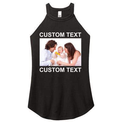 Upload Personalize Design or Photo Custom Text Women's Perfect Tri Rocker Tank