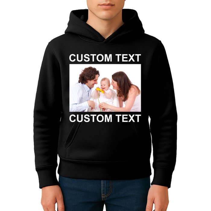 Upload Personalize Design or Photo Custom Text Kids Hoodie