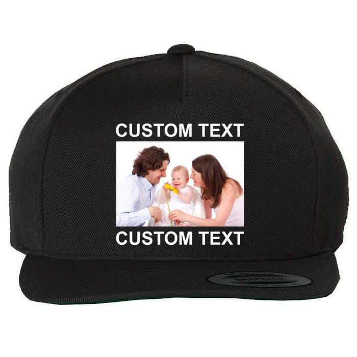 Upload Personalize Design or Photo Custom Text Wool Snapback Cap
