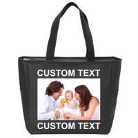 Upload Personalize Design or Photo Custom Text Zip Tote Bag