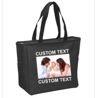 Upload Personalize Design or Photo Custom Text Zip Tote Bag