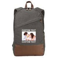 Upload Personalize Design or Photo Custom Text Cotton Canvas Backpack