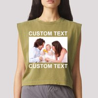 Upload Personalize Design or Photo Custom Text Garment-Dyed Women's Muscle Tee