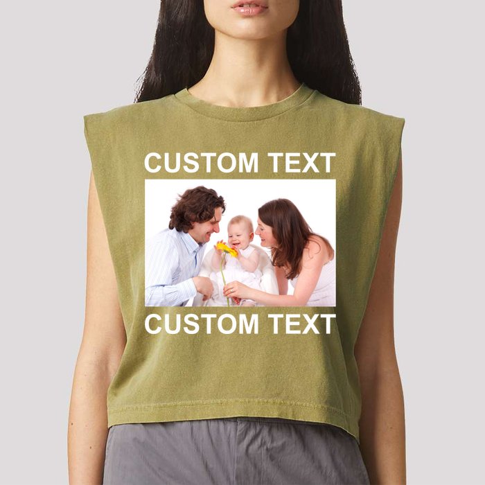 Upload Personalize Design or Photo Custom Text Garment-Dyed Women's Muscle Tee