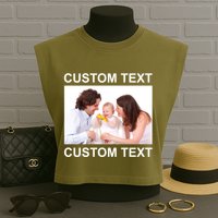 Upload Personalize Design or Photo Custom Text Garment-Dyed Women's Muscle Tee