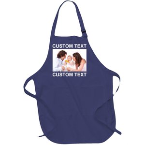 Upload Personalize Design or Photo Custom Text Full-Length Apron With Pockets