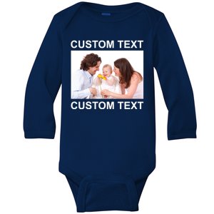 Upload Personalize Design or Photo Custom Text Baby Long Sleeve Bodysuit