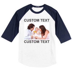 Upload Personalize Design or Photo Custom Text Baseball Sleeve Shirt