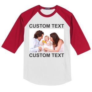 Upload Personalize Design or Photo Custom Text Kids Colorblock Raglan Jersey