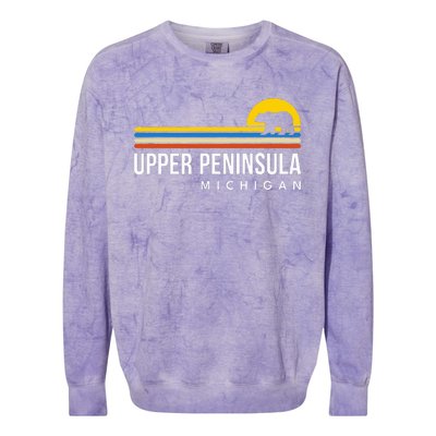 Upper Peninsula Michigan Mi Bear Vintage Retro Souvenirs Colorblast Crewneck Sweatshirt