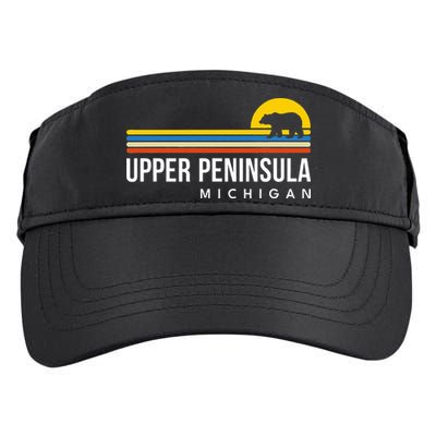 Upper Peninsula Michigan Mi Bear Vintage Retro Souvenirs Adult Drive Performance Visor