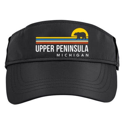 Upper Peninsula Michigan Mi Bear Vintage Retro Souvenirs Adult Drive Performance Visor