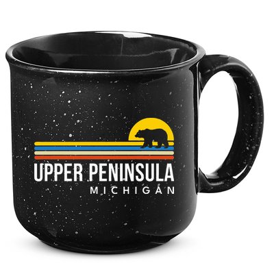 Upper Peninsula Michigan Mi Bear Vintage Retro Souvenirs 15oz Campfire Ceramic Mug