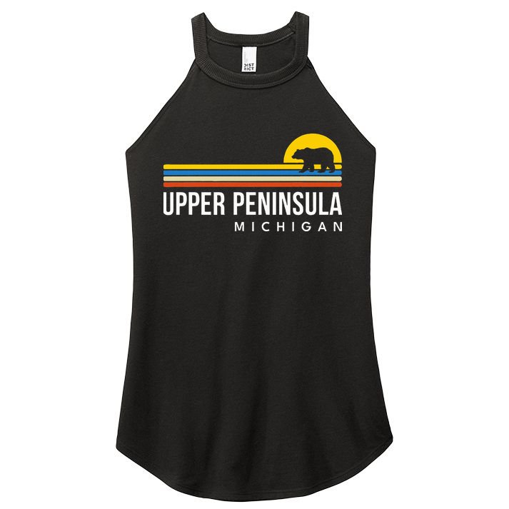 Upper Peninsula Michigan Mi Bear Vintage Retro Souvenirs Women's Perfect Tri Rocker Tank