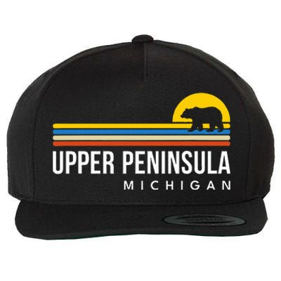 Upper Peninsula Michigan Mi Bear Vintage Retro Souvenirs Wool Snapback Cap