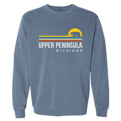 Upper Peninsula Michigan Mi Bear Vintage Retro Souvenirs Garment-Dyed Sweatshirt