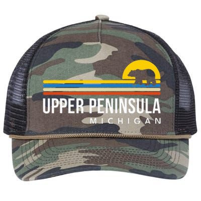 Upper Peninsula Michigan Mi Bear Vintage Retro Souvenirs Retro Rope Trucker Hat Cap