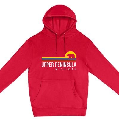 Upper Peninsula Michigan Mi Bear Vintage Retro Souvenirs Premium Pullover Hoodie