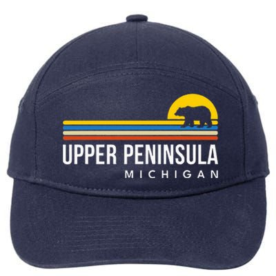 Upper Peninsula Michigan Mi Bear Vintage Retro Souvenirs 7-Panel Snapback Hat