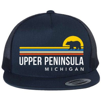 Upper Peninsula Michigan Mi Bear Vintage Retro Souvenirs Flat Bill Trucker Hat