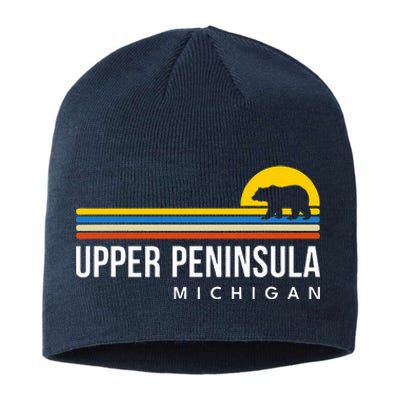 Upper Peninsula Michigan Mi Bear Vintage Retro Souvenirs Sustainable Beanie