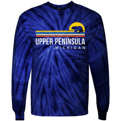 Upper Peninsula Michigan Mi Bear Vintage Retro Souvenirs Tie-Dye Long Sleeve Shirt