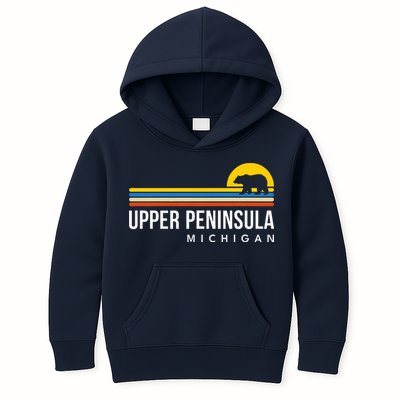 Upper Peninsula Michigan Mi Bear Vintage Retro Souvenirs Kids Hoodie