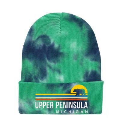 Upper Peninsula Michigan Mi Bear Vintage Retro Souvenirs Tie Dye 12in Knit Beanie