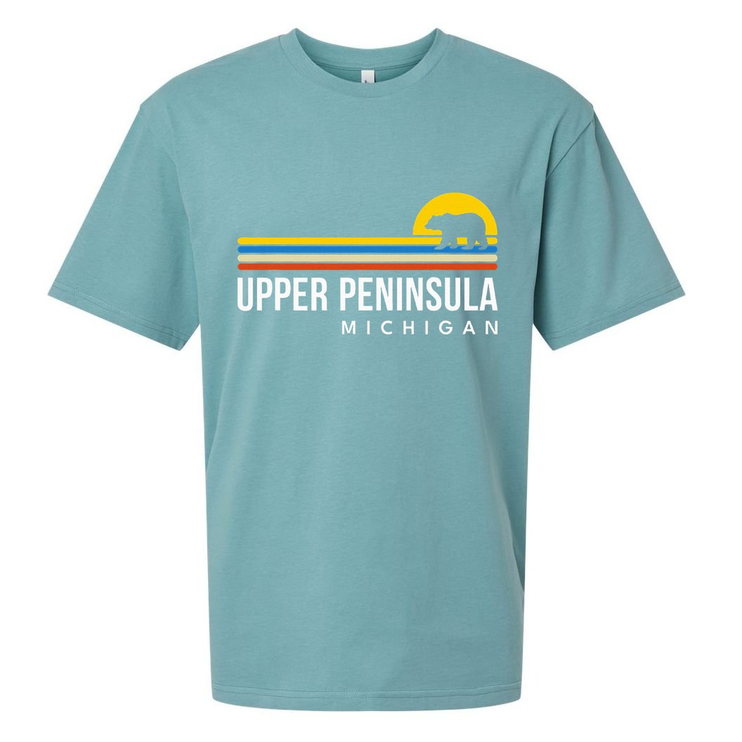 Upper Peninsula Michigan Mi Bear Vintage Retro Souvenirs Sueded Cloud Jersey T-Shirt