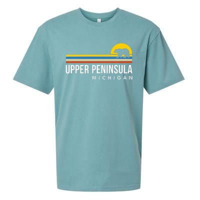 Upper Peninsula Michigan Mi Bear Vintage Retro Souvenirs Sueded Cloud Jersey T-Shirt