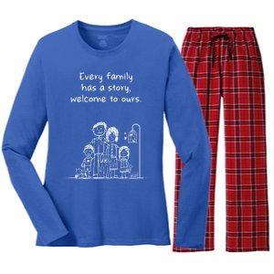 Uplifting Positive Message 'Every Family Has A Story' Gift Women's Long Sleeve Flannel Pajama Set 