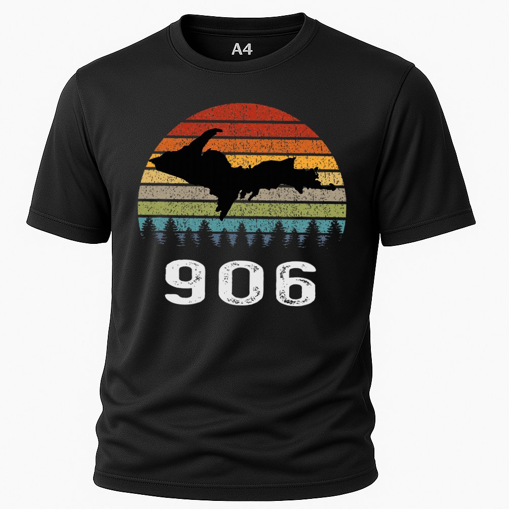 Upper Peninsula Michigan Mi Up Retro 906 Yooper Cooling Performance Crew T-Shirt