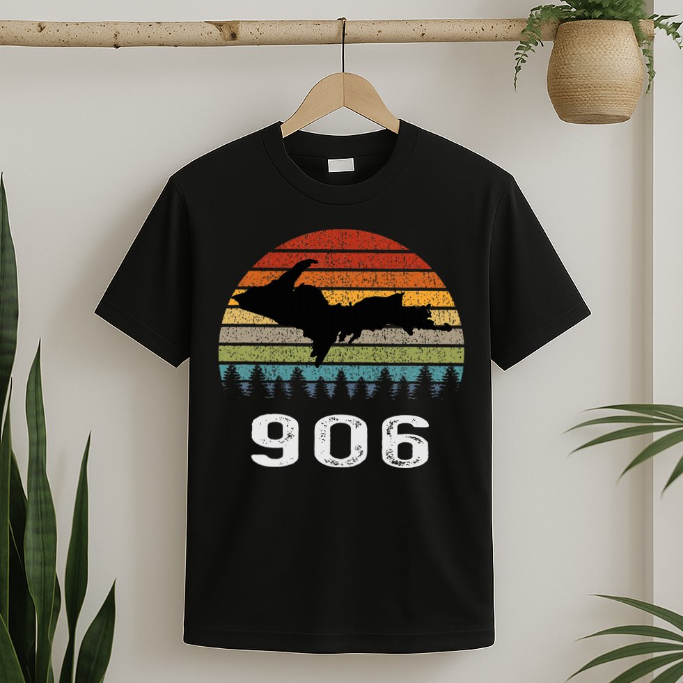 Upper Peninsula Michigan Mi Up Retro 906 Yooper T-Shirt