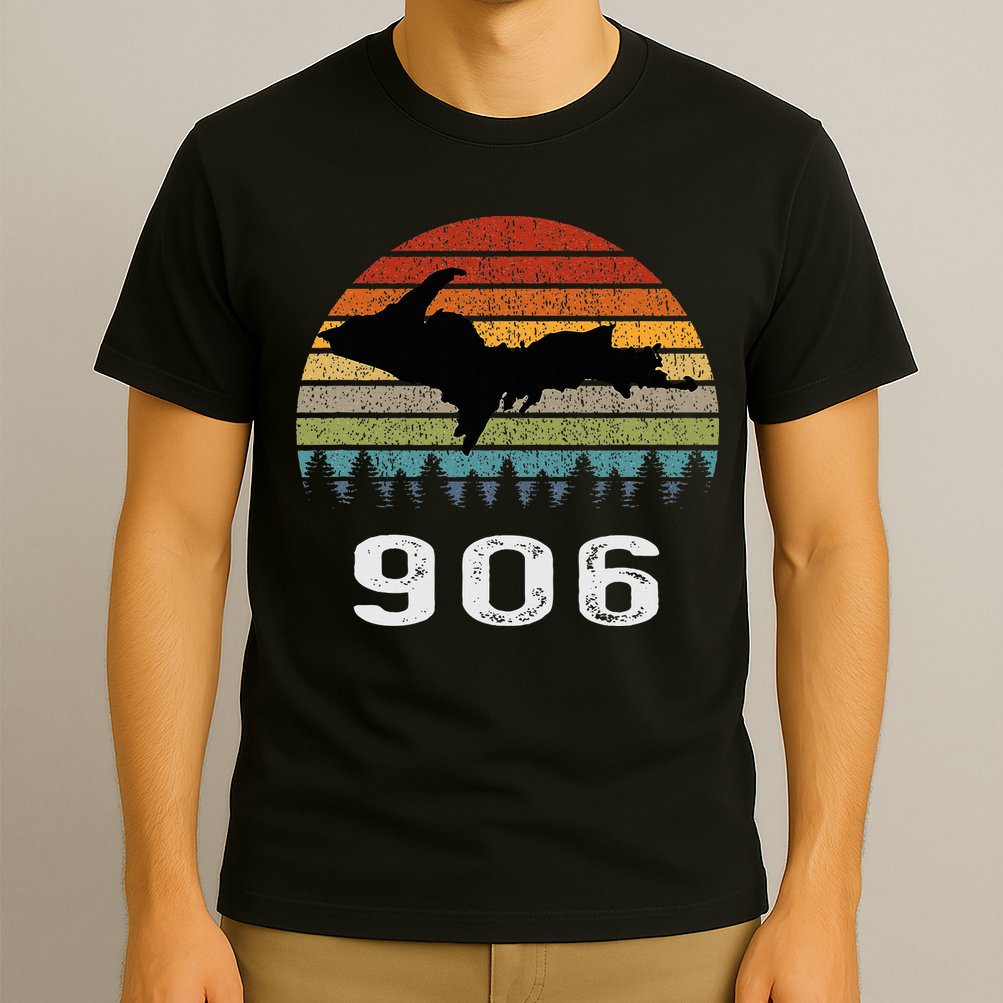 Upper Peninsula Michigan Mi Up Retro 906 Yooper T-Shirt