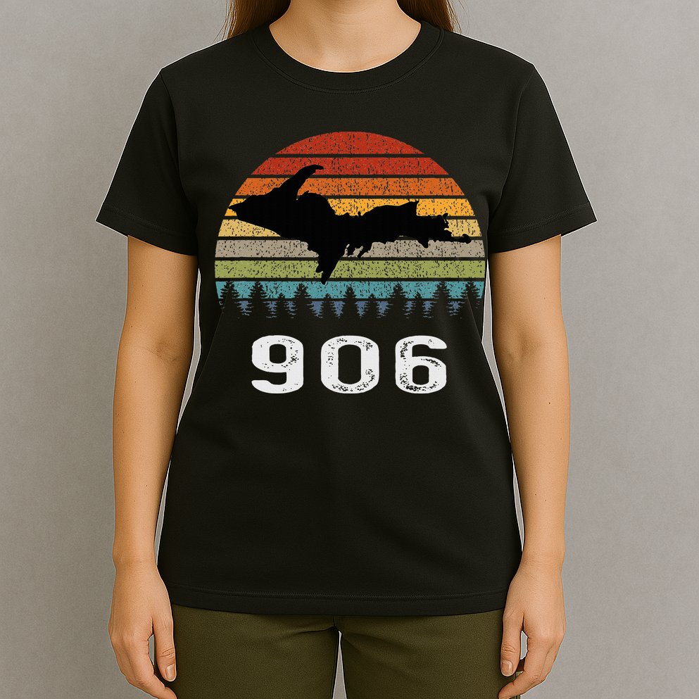 Upper Peninsula Michigan Mi Up Retro 906 Yooper T-Shirt