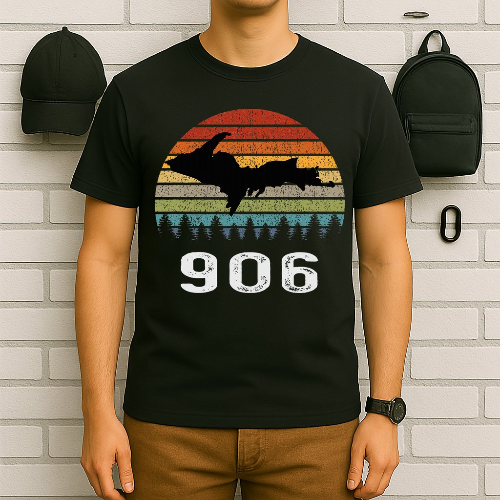 Upper Peninsula Michigan Mi Up Retro 906 Yooper T-Shirt