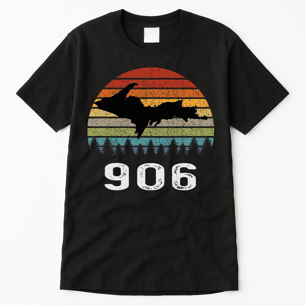 Upper Peninsula Michigan Mi Up Retro 906 Yooper Tall T-Shirt