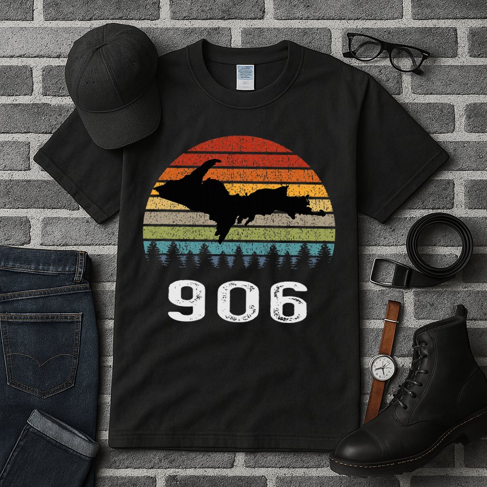 Upper Peninsula Michigan Mi Up Retro 906 Yooper Tall T-Shirt