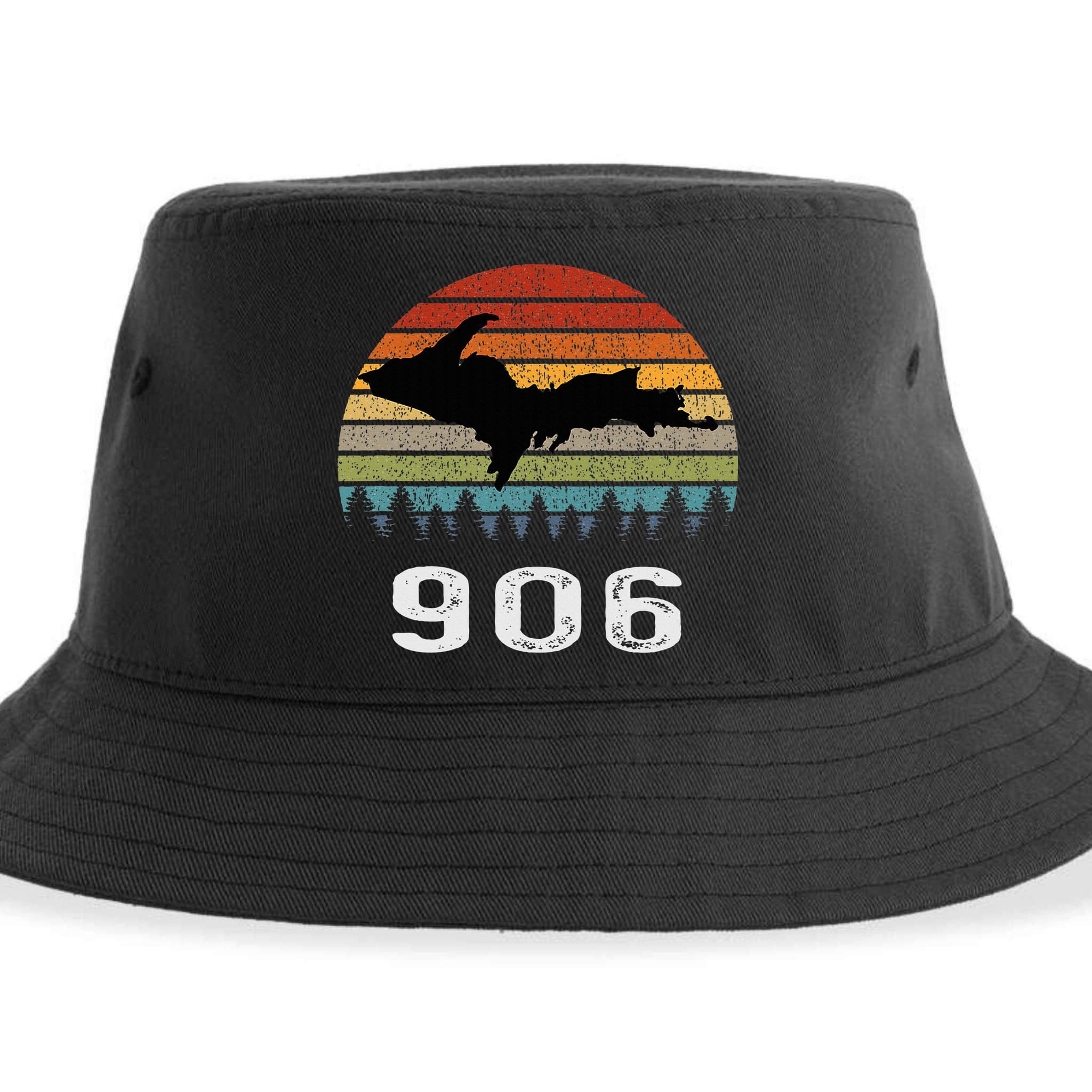 Upper Peninsula Michigan Mi Up Retro 906 Yooper Sustainable Bucket Hat